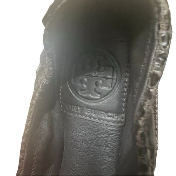 TORY BURCH Snakeskin Embossed Leather Eddie No Logo Ballerina Flats Size 5 - Picture 5 of 8